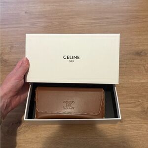 Celine Tan Leather Wristlet Sunglass Case